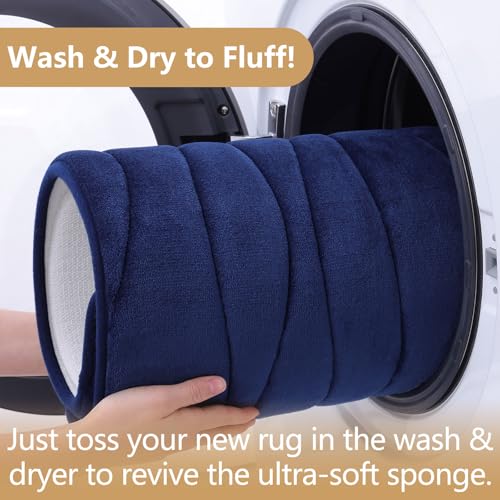 Buganda Memory Foam Bathroom Rug Mat 36x24, Extra Soft and Absorbent Bath Mats, Non-Slip and Machine Washable Bath Rugs for Bathroom Floor,Tub and Shower, Navy - Image 5