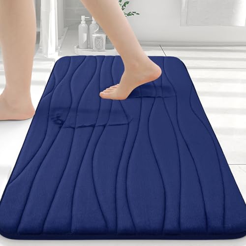 Buganda Memory Foam Bathroom Rug Mat 36x24, Extra Soft and Absorbent Bath Mats, Non-Slip and Machine Washable Bath Rugs for Bathroom Floor,Tub and Shower, Navy - Image 1