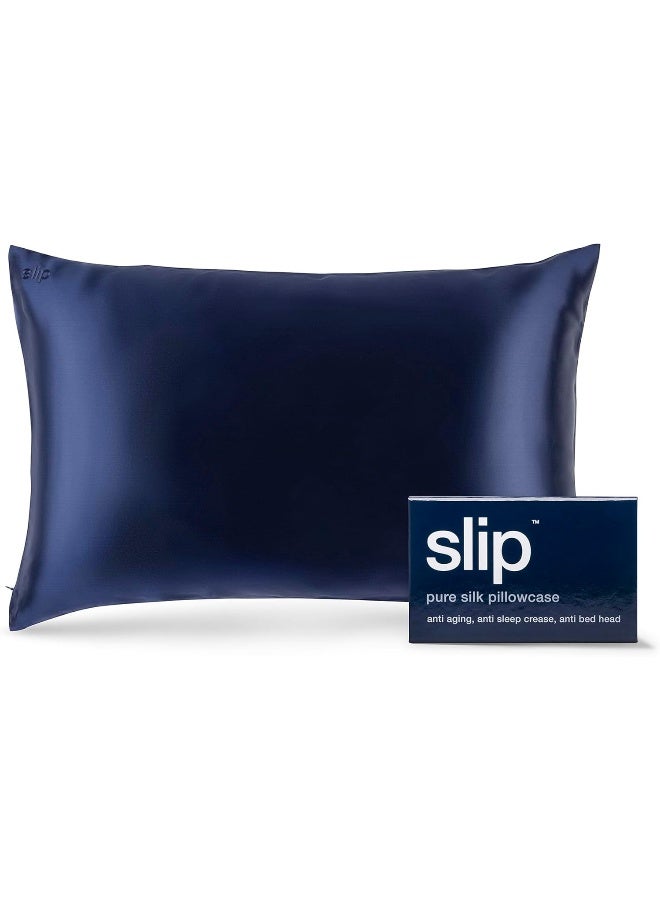 slip The Original Queen Pure Silk Pillow Case - 100% Pure 22 Momme Mulberry Silk - Queen Size Standard Pillow Case - Anti-Aging, Anti-BedHead, Anti-Sleep Crease, Navy, (20" x 30") - Image 1