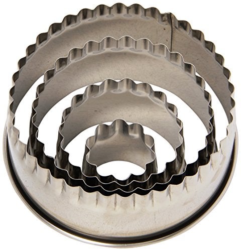 Ateco Fluted Edge Round Cutters in Graduated Sizes Stainless Steel 4 Pc Set
