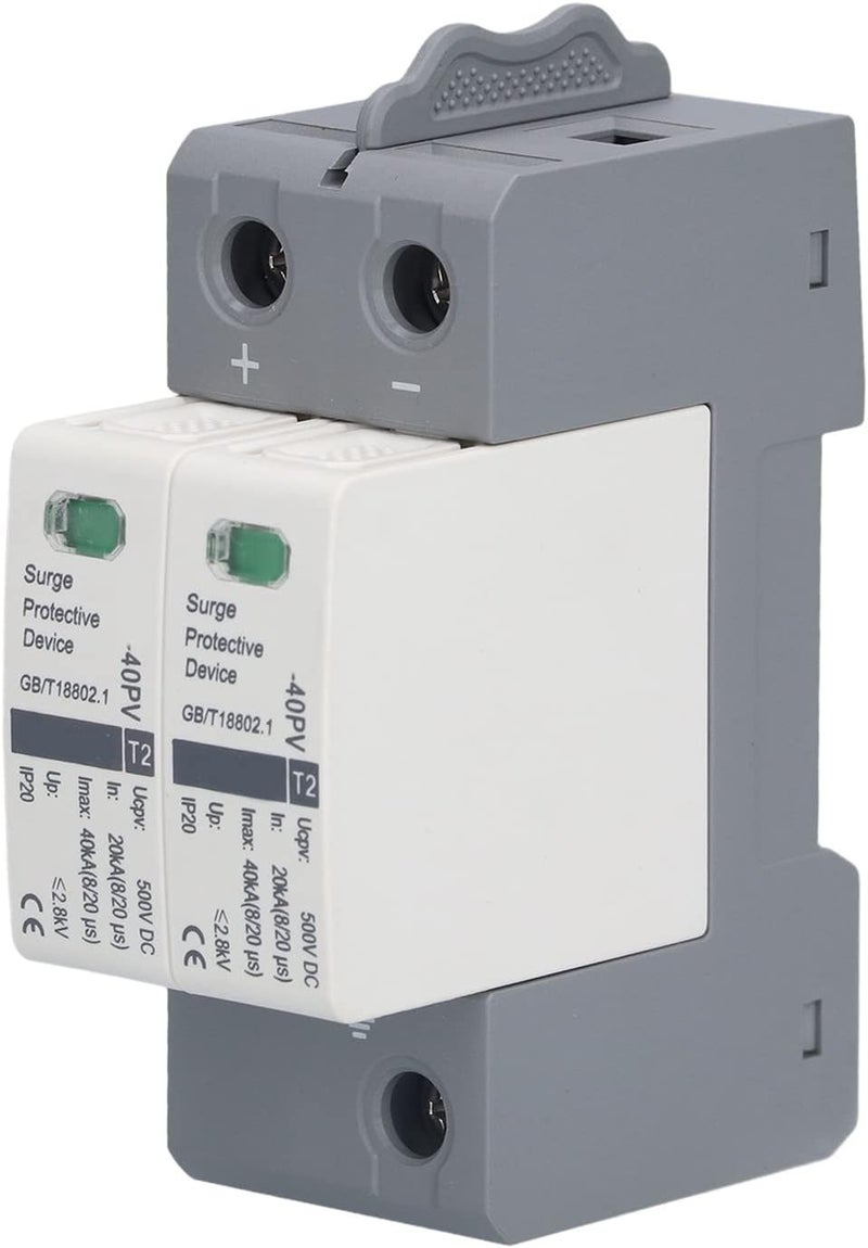 cheekyglo DC Power Surge Protector, 20 40KA 500VDC Voltage Surge Arrester Device Protection Device DIN Rail Mount Surge Protector - Image 1
