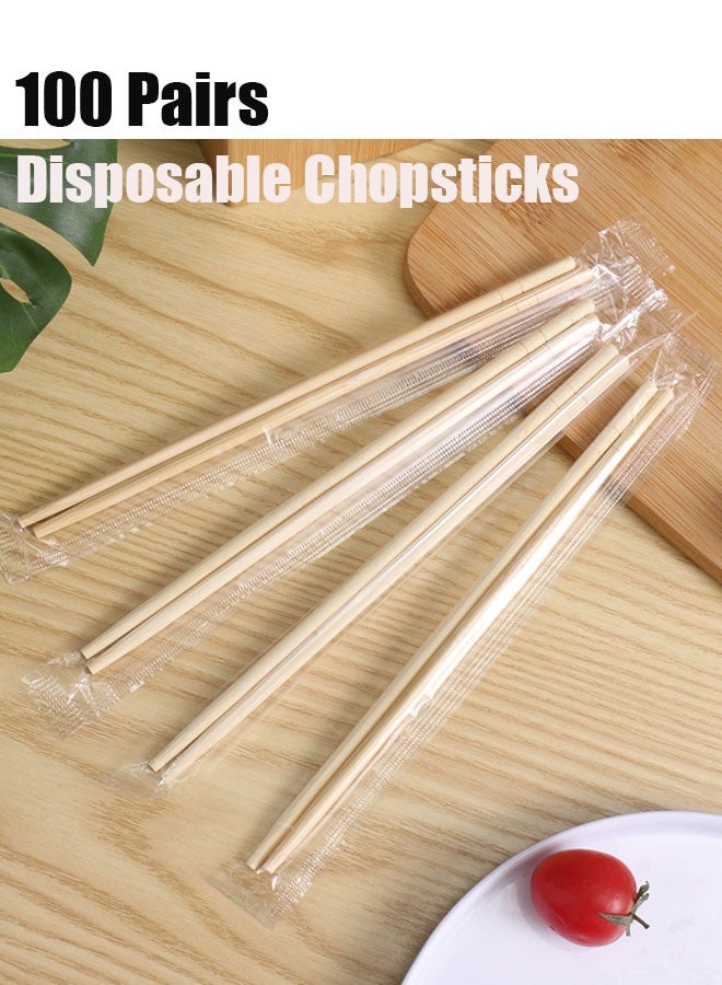 ZVEV 100 Pairs Disposable Chopsticks, Bamboo Wooden Solid No Splinter Chopsticks, Individually Wrapped Disposable Wooden Chopstick For Sushi, Asian Dishes, Noodles, 7.8 Inch - Image 1