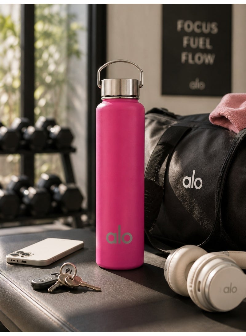 Alo Yoga Premium Stainless Steel Vacuum Insulated Water Bottle with Leakproof Lid & Easy Carry Handle – Double Wall Reusable Thermal Flask for Hot & Cold Drinks – Unisex - Image 1