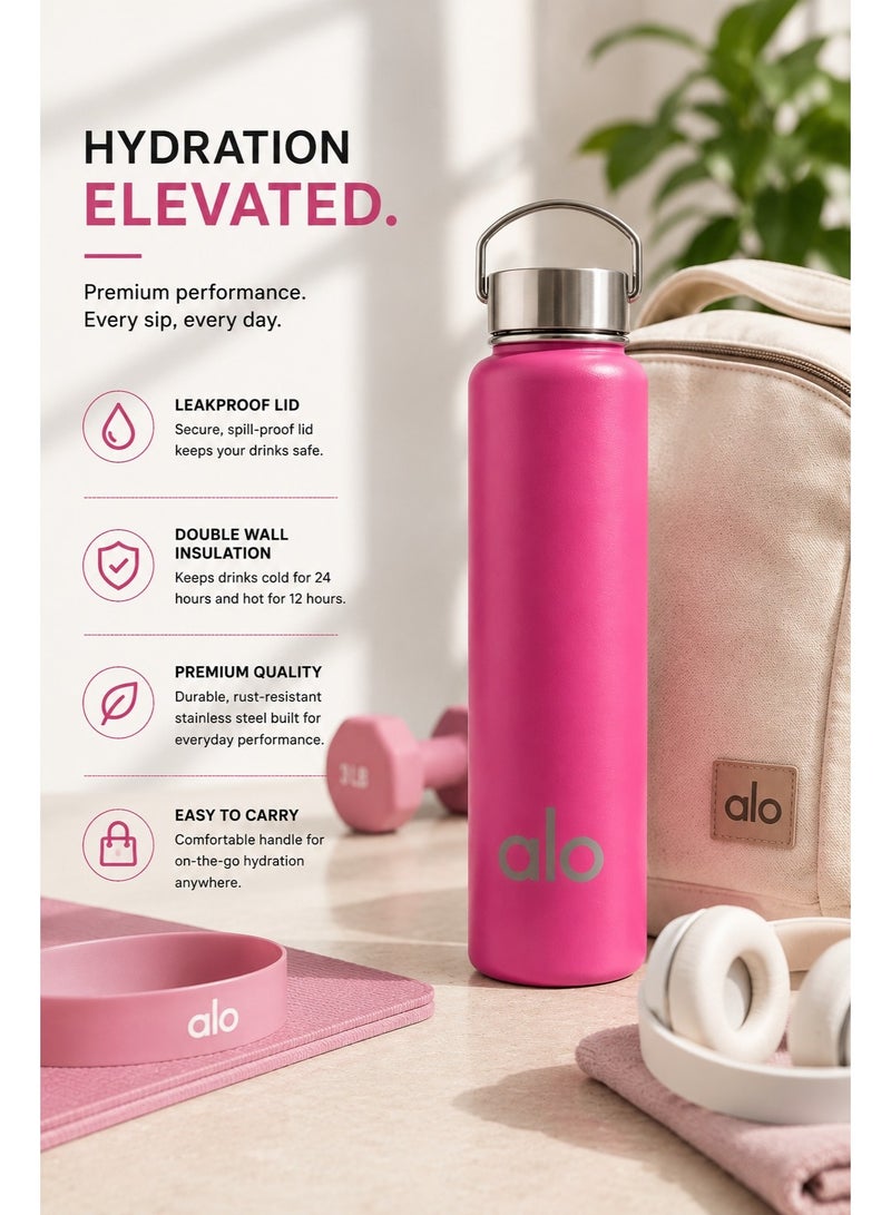 Alo Yoga Premium Stainless Steel Vacuum Insulated Water Bottle with Leakproof Lid & Easy Carry Handle – Double Wall Reusable Thermal Flask for Hot & Cold Drinks – Unisex - Image 3