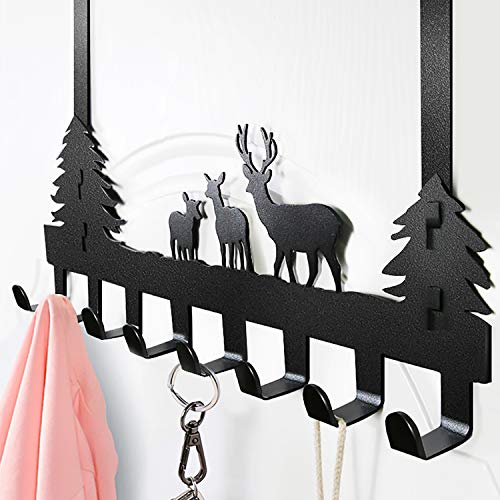 AKLVBL Over The Door Hooks for Hanging Coat Rack Towel Hook Metal Door Hanger Hook Black Coat Hook for HatClothesKeysPet LeashUmbrella - Image 1