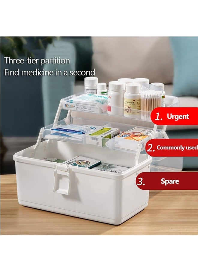 JCB CHIC Medicine Box, Plastic Medical Storage Box, Family Emergency Kit Medical Kit, 3-Tier Home First Aid Box, Child Proof Medicine Box Organizer Pill Case with Compartments and Handle  - Image 5
