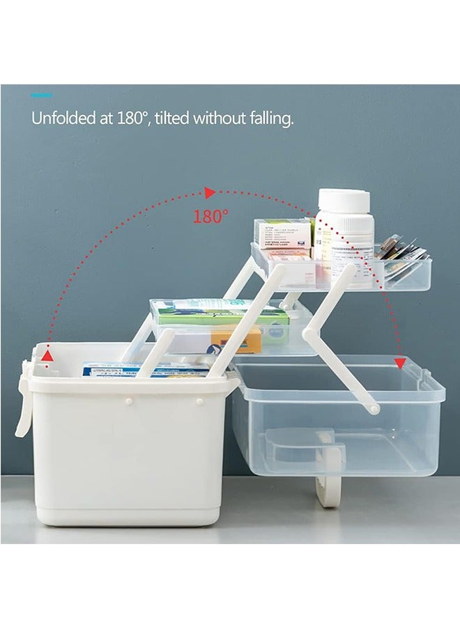 JCB CHIC Medicine Box, Plastic Medical Storage Box, Family Emergency Kit Medical Kit, 3-Tier Home First Aid Box, Child Proof Medicine Box Organizer Pill Case with Compartments and Handle  - Image 4