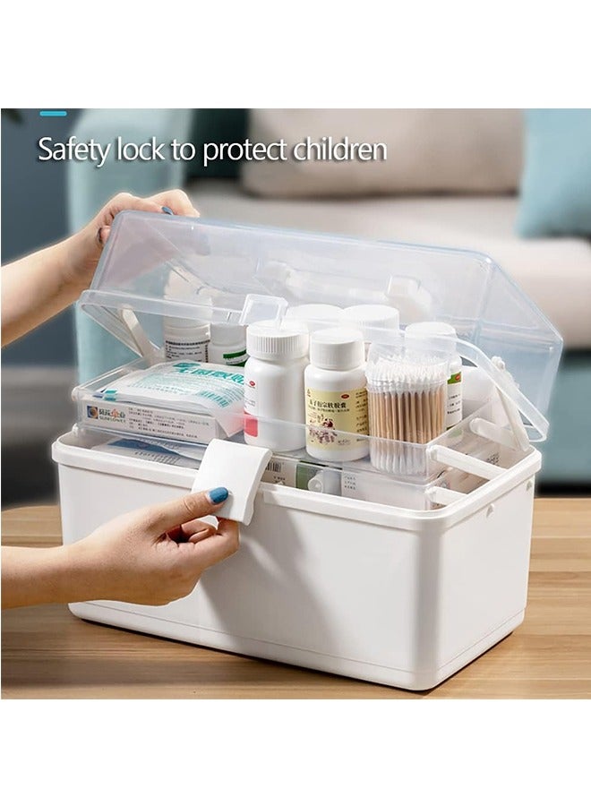 JCB CHIC Medicine Box, Plastic Medical Storage Box, Family Emergency Kit Medical Kit, 3-Tier Home First Aid Box, Child Proof Medicine Box Organizer Pill Case with Compartments and Handle  - Image 2
