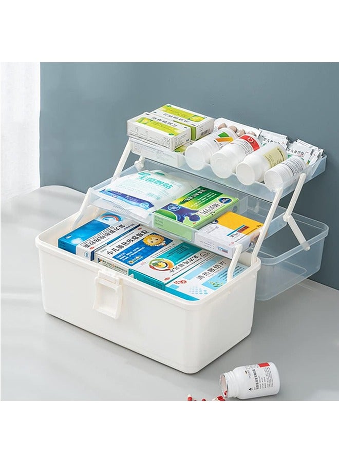 JCB CHIC Medicine Box, Plastic Medical Storage Box, Family Emergency Kit Medical Kit, 3-Tier Home First Aid Box, Child Proof Medicine Box Organizer Pill Case with Compartments and Handle  - Image 1
