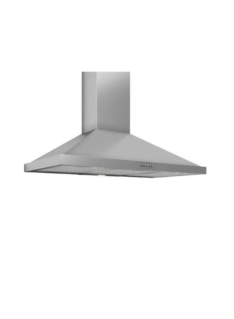 kitchen Line Built-In Chimney Cooker Hood 90cm - Efficient 550 m³/h Extraction System - Push Button Operation - LED Lighting - Silver - TREND - Image 1