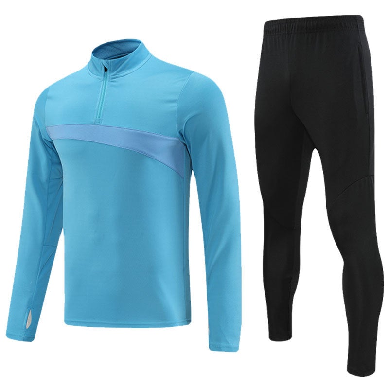 Generic Long sleeve football training clothes outing clothes suit diy spring and autumn knitted light board jacket coat group sports clothing Sky blue suit 