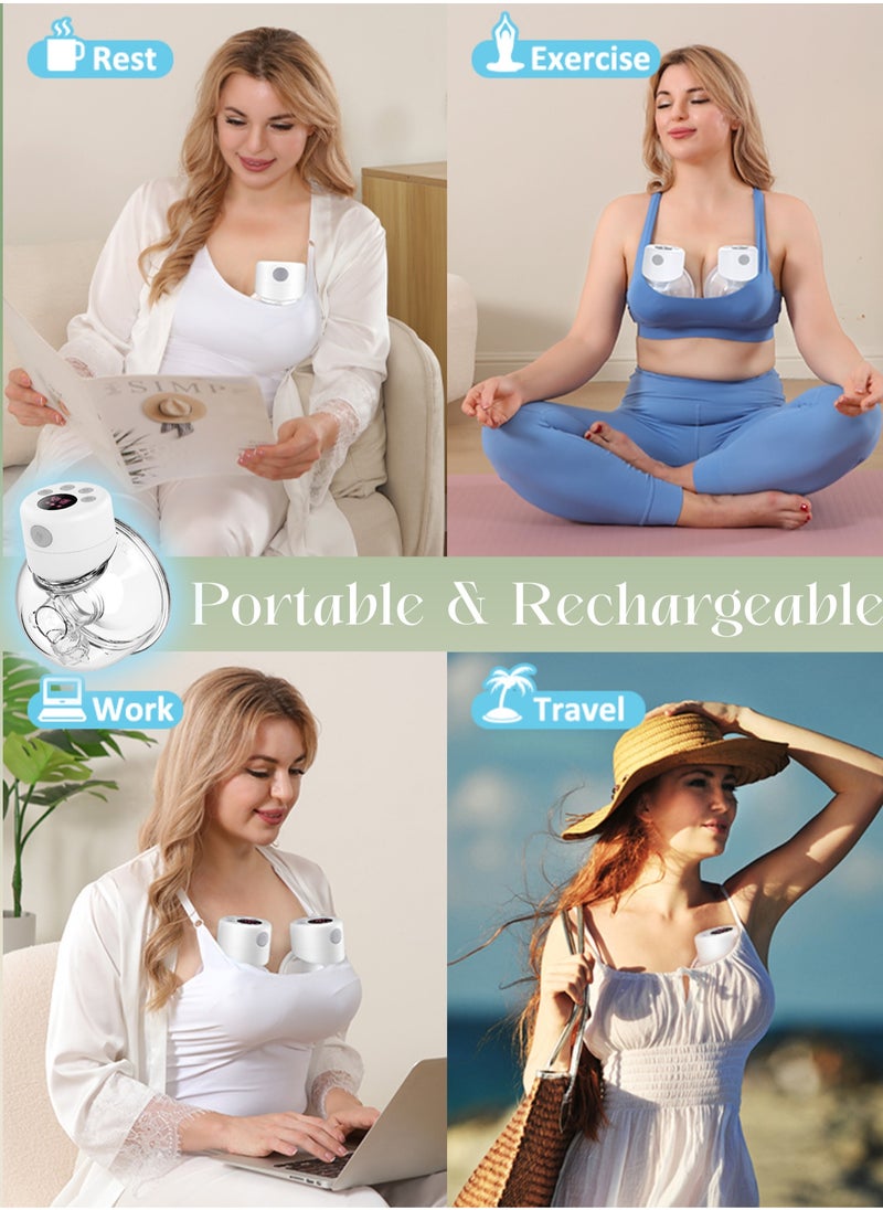 Mi VAZA - Portable Hands-free Breast Single Pump Wearable, Ultra-silent Hands Free Breast Pump With Smart LCD Display, 2 Modes And 9 Levels Rechargeable Wireless Portable Milk Pump Memory Function - White - Image 1
