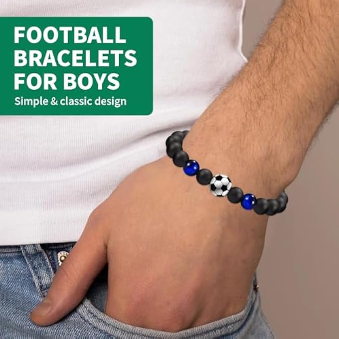 rayihni Football Bracelets For Boys, Set Of 2, Teen Boys Accessories, Gifts For 8-15 Years Old, Birthday, Graduation Presents - Image 4