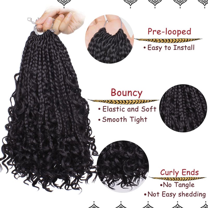Beverlee 10 Inch 8 Packs Boho Box Braids Goddess Box Braids Crochet Hair Bohemian Hippie Braids Braiding Hair Box Braids with Curly Ends Messy Pre-looped Synthetic Kids Crochet Hair for Black Women - Image 3