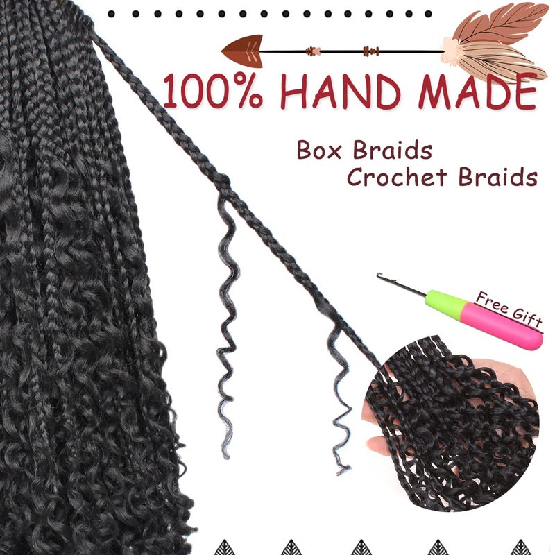 Beverlee 10 Inch 8 Packs Boho Box Braids Goddess Box Braids Crochet Hair Bohemian Hippie Braids Braiding Hair Box Braids with Curly Ends Messy Pre-looped Synthetic Kids Crochet Hair for Black Women - Image 4