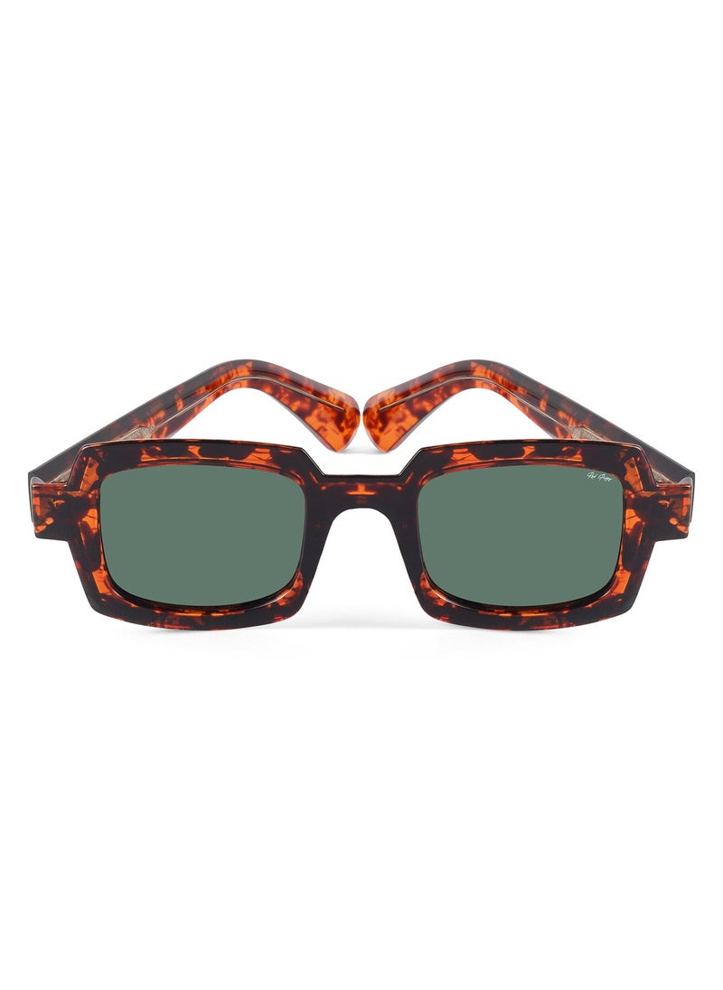 Woggles Red Pappy Posh Green Polarized Rectangle Sunglasses  - Image 2