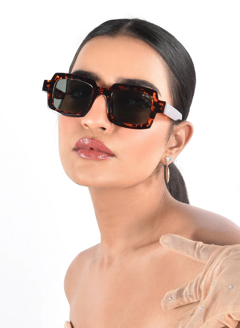 Woggles Red Pappy Posh Green Polarized Rectangle Sunglasses