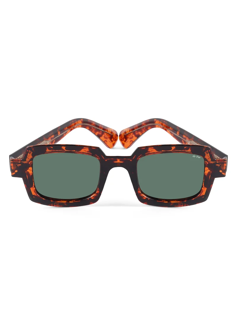 Woggles Red Pappy Posh Green Polarized Rectangle Sunglasses