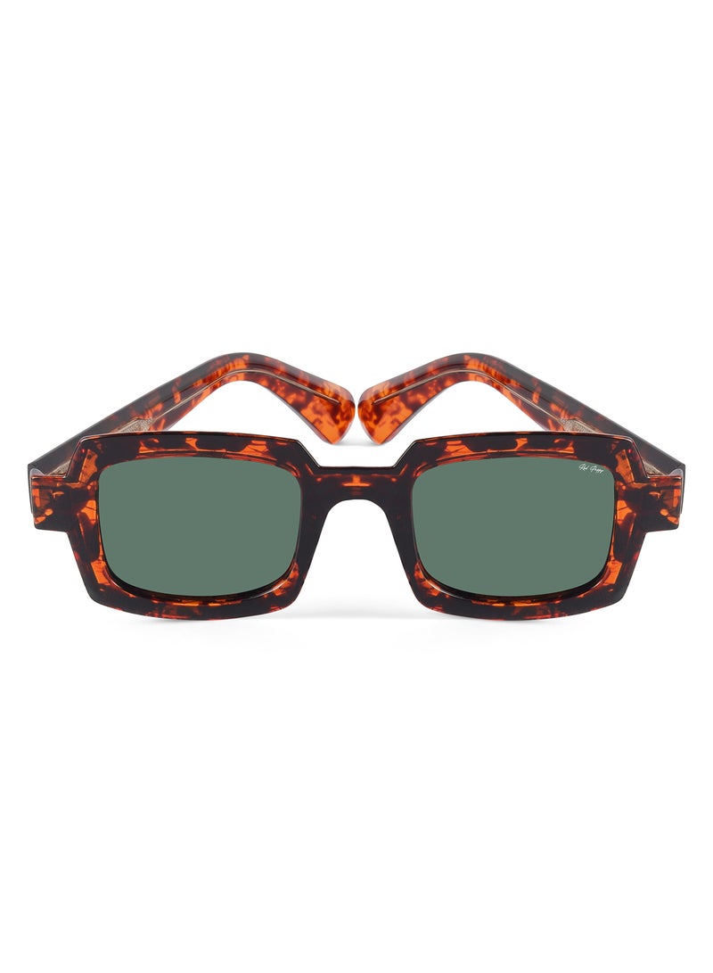 Woggles Red Pappy Posh Green Polarized Rectangle Sunglasses  - Image 1