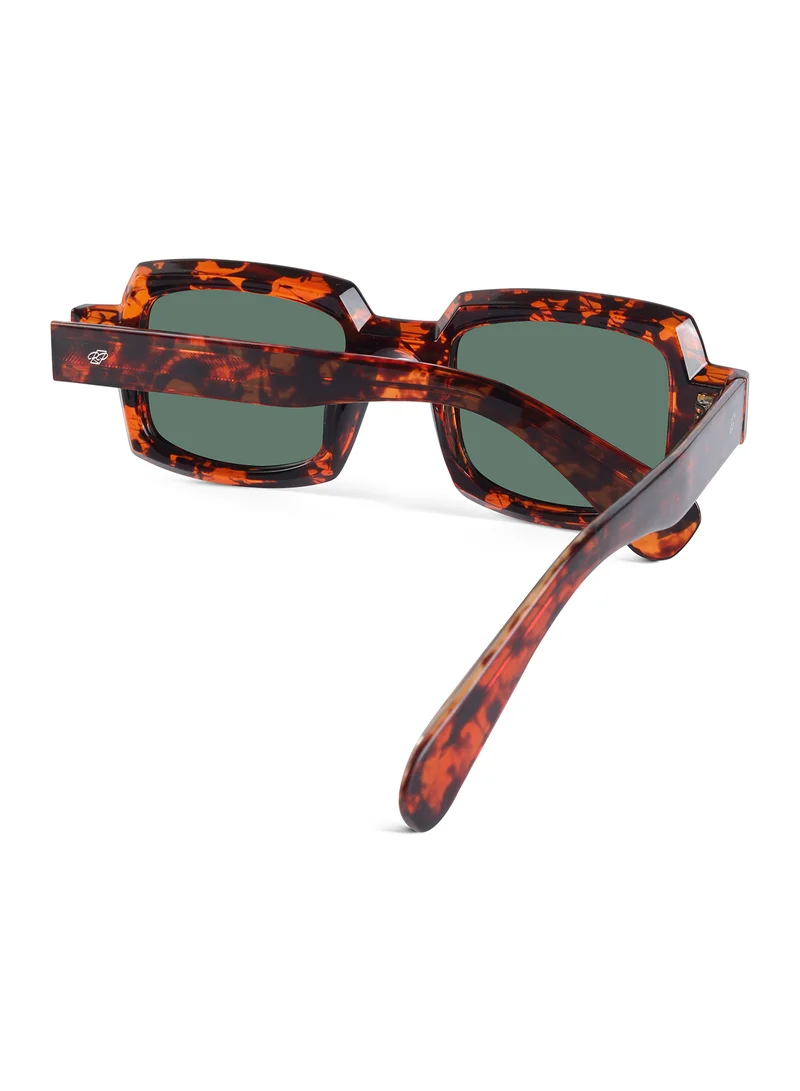 Woggles Red Pappy Posh Green Polarized Rectangle Sunglasses