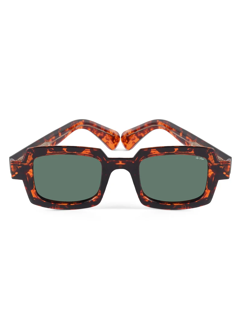 Woggles Red Pappy Posh Green Polarized Rectangle Sunglasses