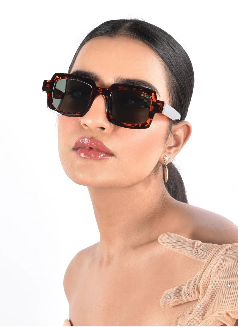 Woggles Red Pappy Posh Green Polarized Rectangle Sunglasses