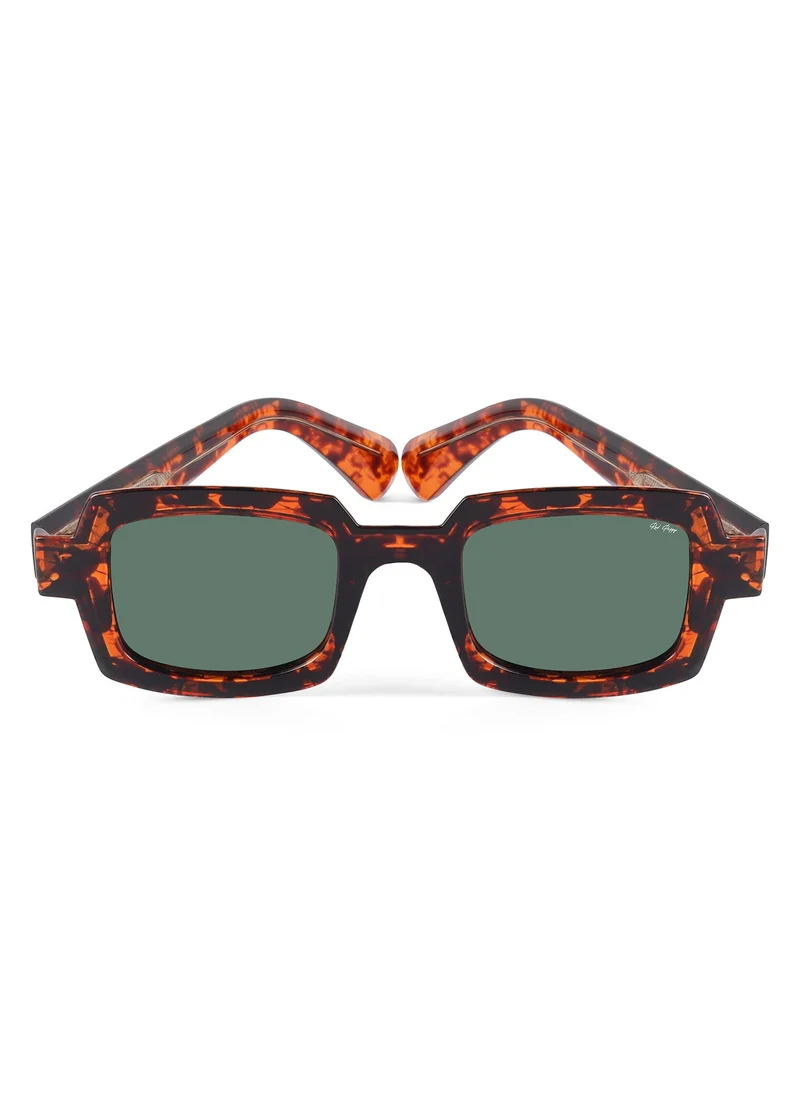 Woggles Red Pappy Posh Green Polarized Rectangle Sunglasses