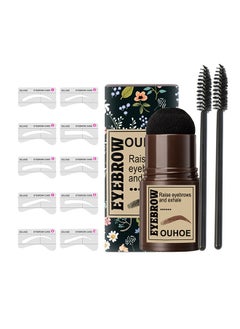 OUHOE One Step Eyebrow Stamp Shaping Kit, Eyebrow Powder Stamp with 10 Reusable Eyebrow Stencils 2 Eyebrow Pen Brushes, Long Lasting Waterproof Eyebrow Makeup, Light Brown  - Image 1