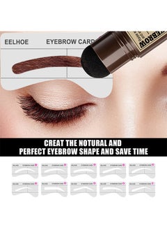 OUHOE One Step Eyebrow Stamp Shaping Kit, Eyebrow Powder Stamp with 10 Reusable Eyebrow Stencils 2 Eyebrow Pen Brushes, Long Lasting Waterproof Eyebrow Makeup, Light Brown  - Image 3