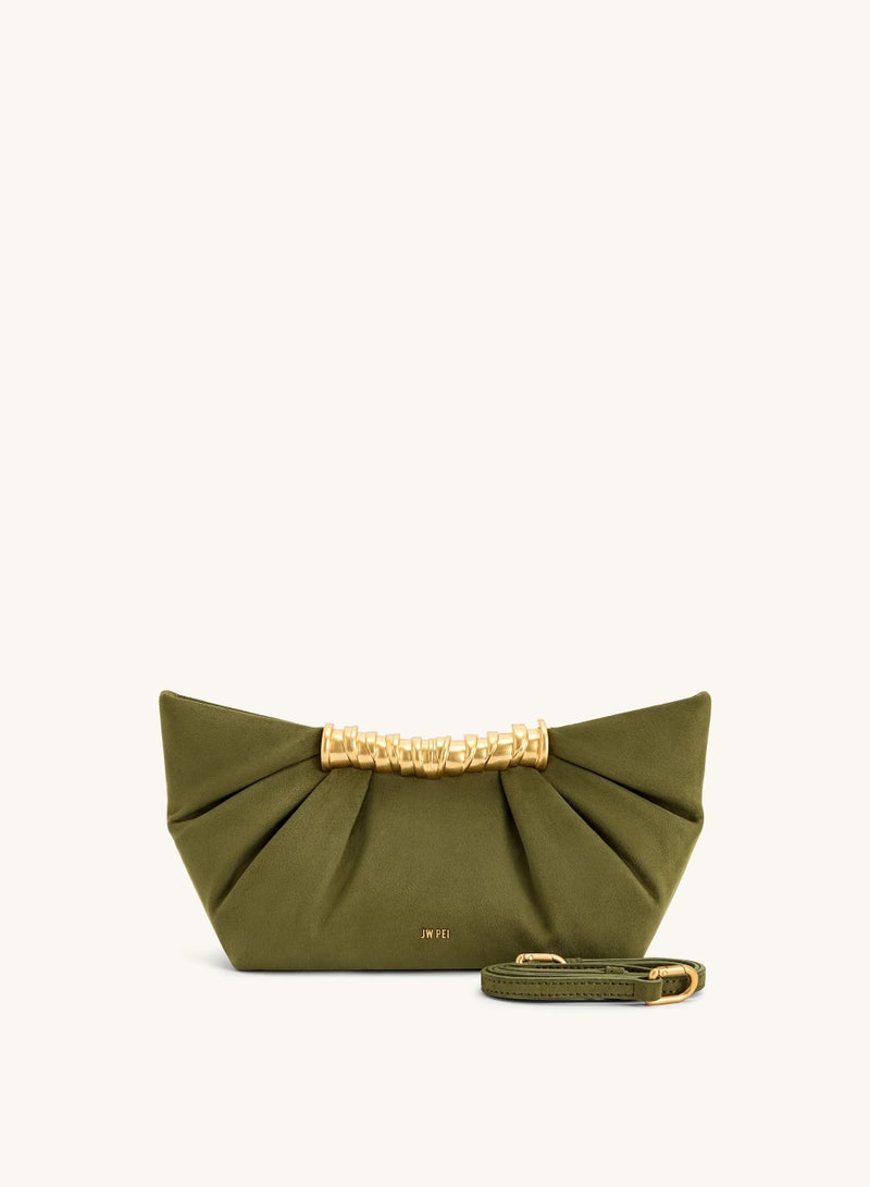 JW PEI Leia Pleated Clutch - Dark Olive - Image 1