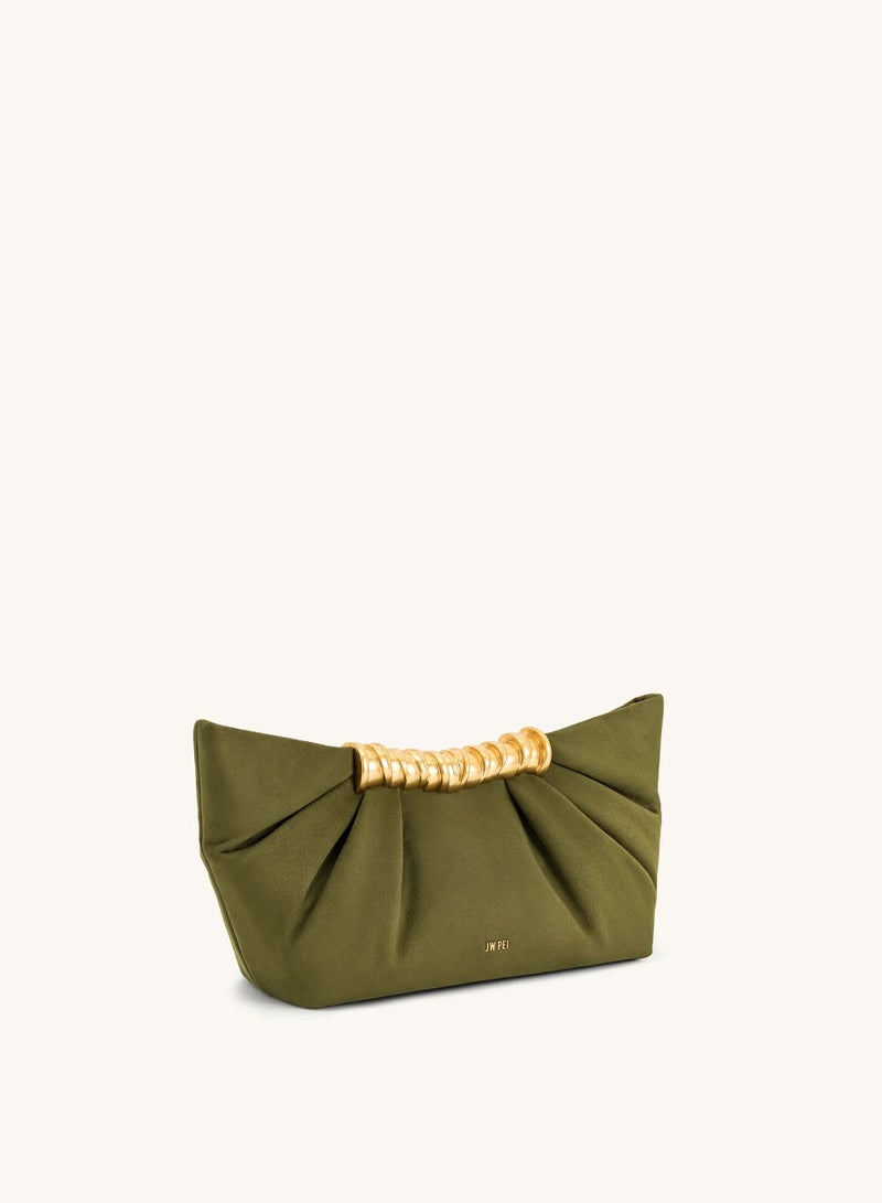 JW PEI Leia Pleated Clutch - Dark Olive - Image 2