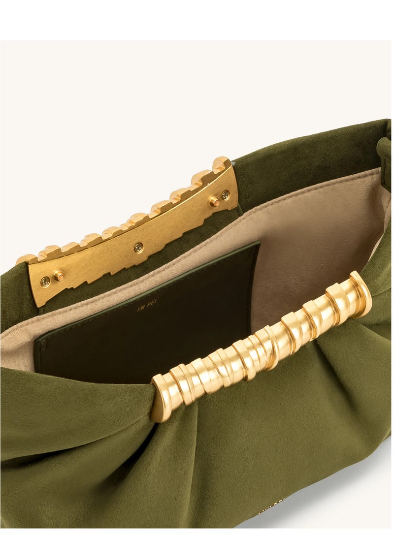 JW PEI Leia Pleated Clutch - Dark Olive - Image 4