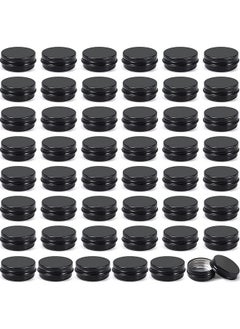 Patelai 64 Pieces Lip Balm Tin Containers Screw Top Round Tin Cans Aluminum Tin Jar With Screw Lid, Empty Bottle Travel Cosmetic Sample Tin Cans Container For Diy(Matte Black, 0.5 Oz)  - Image 1