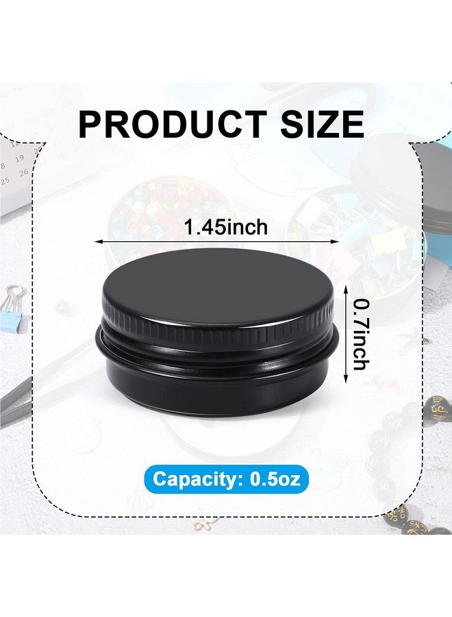Patelai 64 Pieces Lip Balm Tin Containers Screw Top Round Tin Cans Aluminum Tin Jar With Screw Lid, Empty Bottle Travel Cosmetic Sample Tin Cans Container For Diy(Matte Black, 0.5 Oz) - Image 2