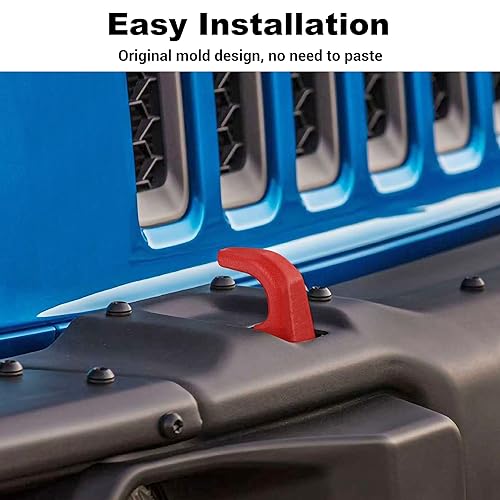 JWWY Bumper Tow Hook Covers Tow Trailer Hitch Receiver Cover Towing Hitch Rubber Sleeve Protector Cover Trim Fit for 2007-2025+Jeep Wrangler JL Gladiator JT 4XE JK Exterior Accessories 2pcs Red - Image 3