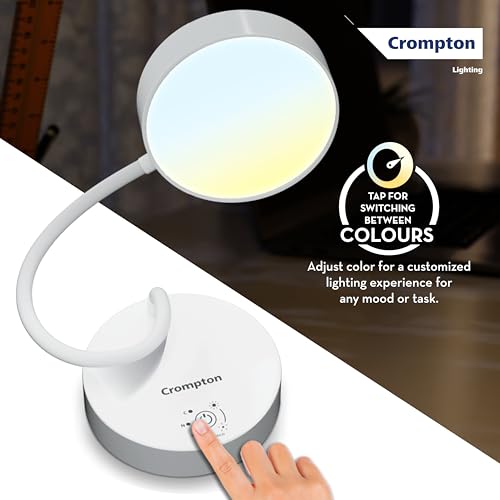 Crompton Deskmate 5W USB Rechargeable LED Desk Lamp | Flexible Neck, Colour-Changing & Smooth Dimming | Flame-Safe Design | Pack of 2 - Image 2
