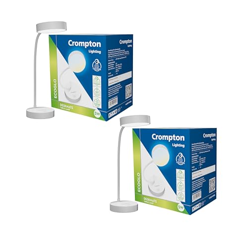 Crompton Deskmate 5W USB Rechargeable LED Desk Lamp | Flexible Neck, Colour-Changing & Smooth Dimming | Flame-Safe Design | Pack of 2 - Image 1
