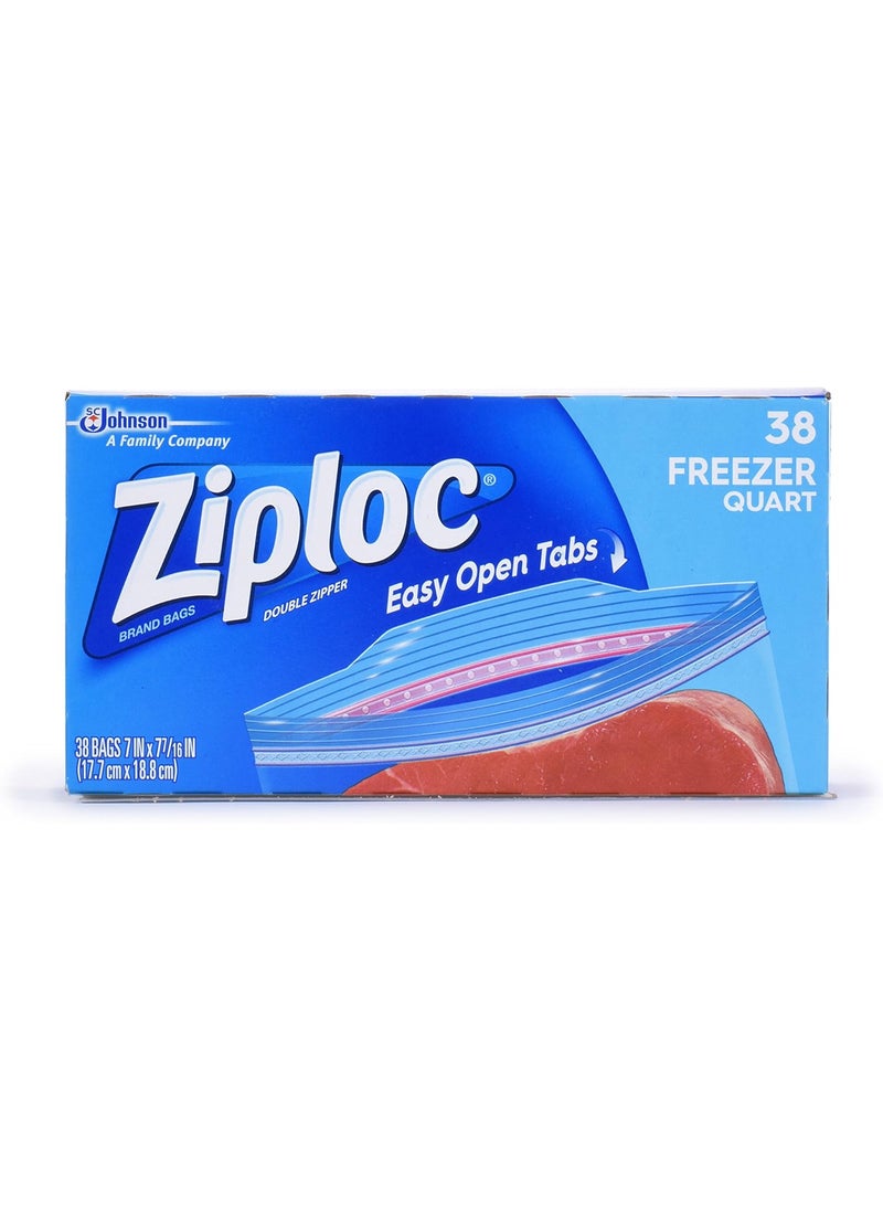Ziploc Ziploc Quart Food Storage Freezer Bags Grip n Seal Technology for Easier Grip Open and Close 38 Count Pack of 3 114 Total Bags  - Image 1