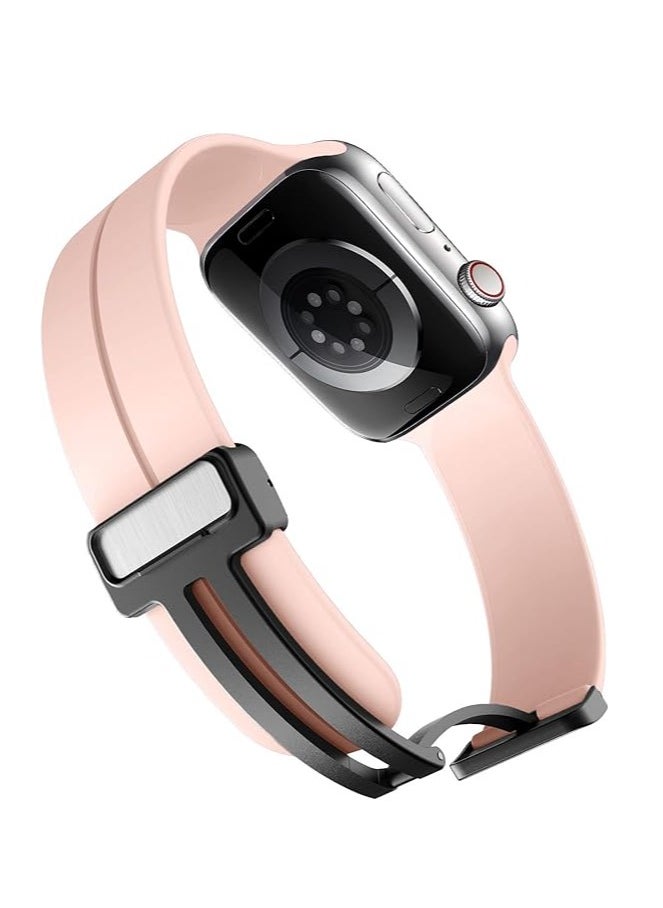 ten.tech - TenTech Silicone Magnetic Sports Band for Apple Watch Ultra/Ultra 2, Size 49mm 45mm 44mm 42, Soft Band for iWatch Series 9/8/7/6/5/4/3/2/1/SE - Pink - Image 1