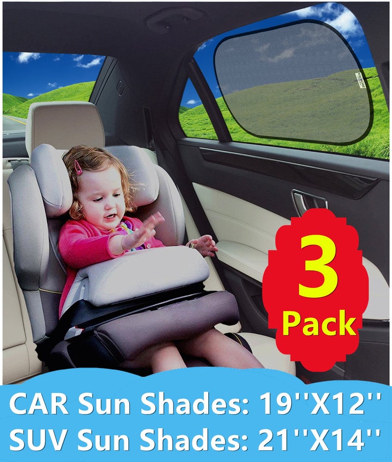 KALMORE Car Window Shade Car Sun Shade Car Sunshade Block Harmful UV for Max Protection with See Thru View, 19x12, 3 Pack - Image 2