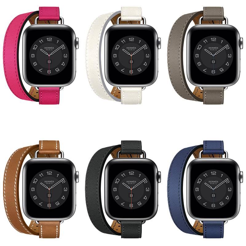 AD Gray Classic Leather Strap Smartwatch Band Compatible with Apple Watch / SE with Adjustable Fit Replacement Strap for Daily Wear - Image 3
