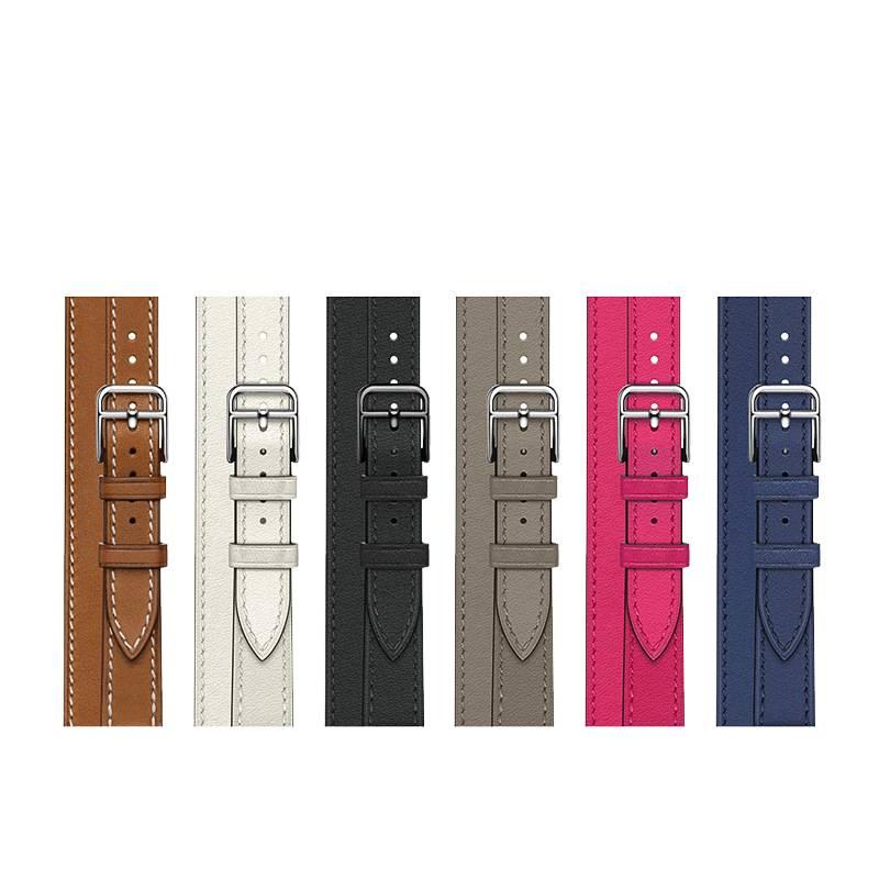 AD Gray Classic Leather Strap Smartwatch Band Compatible with Apple Watch / SE with Adjustable Fit Replacement Strap for Daily Wear - Image 5