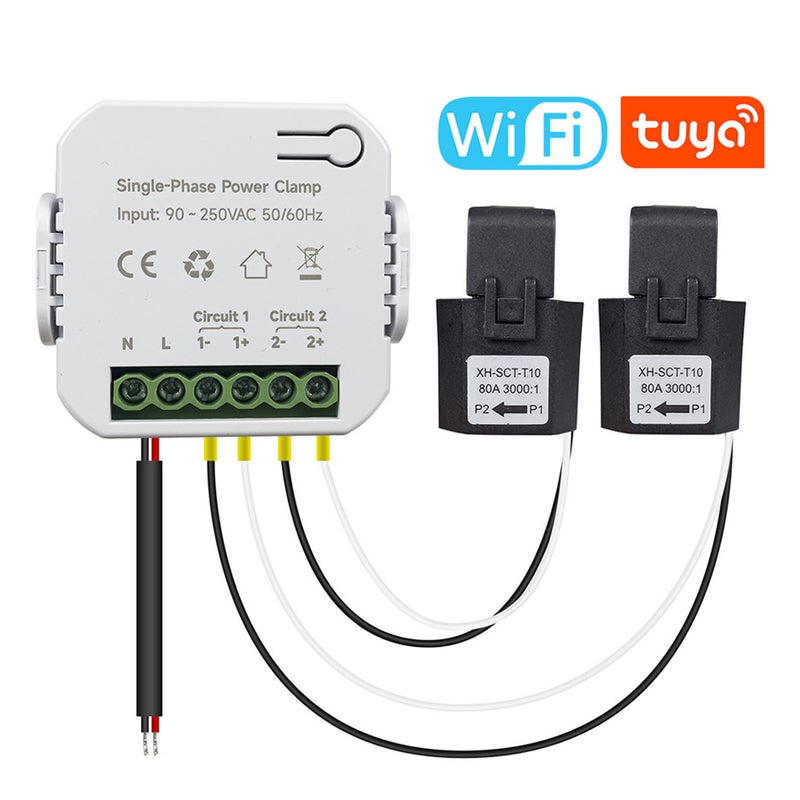 Tuya Wifi Single-phase Energy Meter 80A with CT Clamp Cellphone App Kwh Power Consumption Monitor Electricity Statistics 90- 250VAC 50/60Hz - Image 1