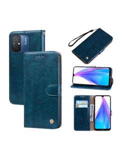 HuHa Case Cover For Xiaomi Redmi 12C/11A 4G Global/Poco C55 Oil Wax Texture Leather Phone Case Blue 