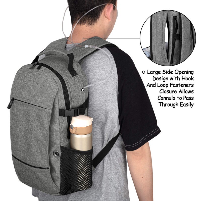 CURMIO Oxygen Tank Backpack  Portable Oxygen Cylinder Carrying Bag for Travel  Fits for Tank Size M2  M4/A  ML6  M6/B  M7  M9/C  Patent Design  Gray - Image 5