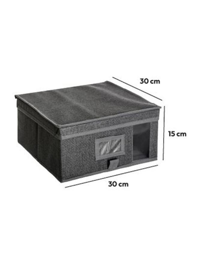Five Simply Smart Polypropylene Foldable Storage Box with Lid Dark Grey 30 x 15cm 138894C  - Image 2