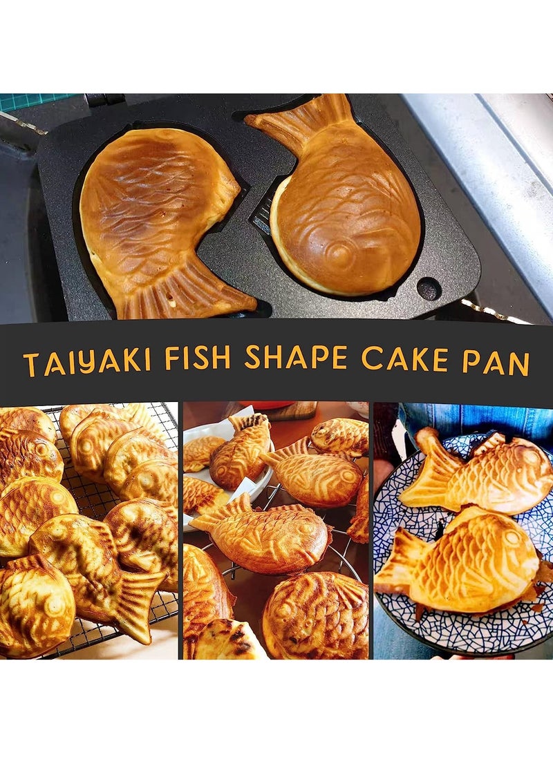 Fish Shape Cake Pan Waffle Cake Maker Pan Fish-Shaped Pancake Double Pan Mold with Handle Fish Shape Design DIY for Baking