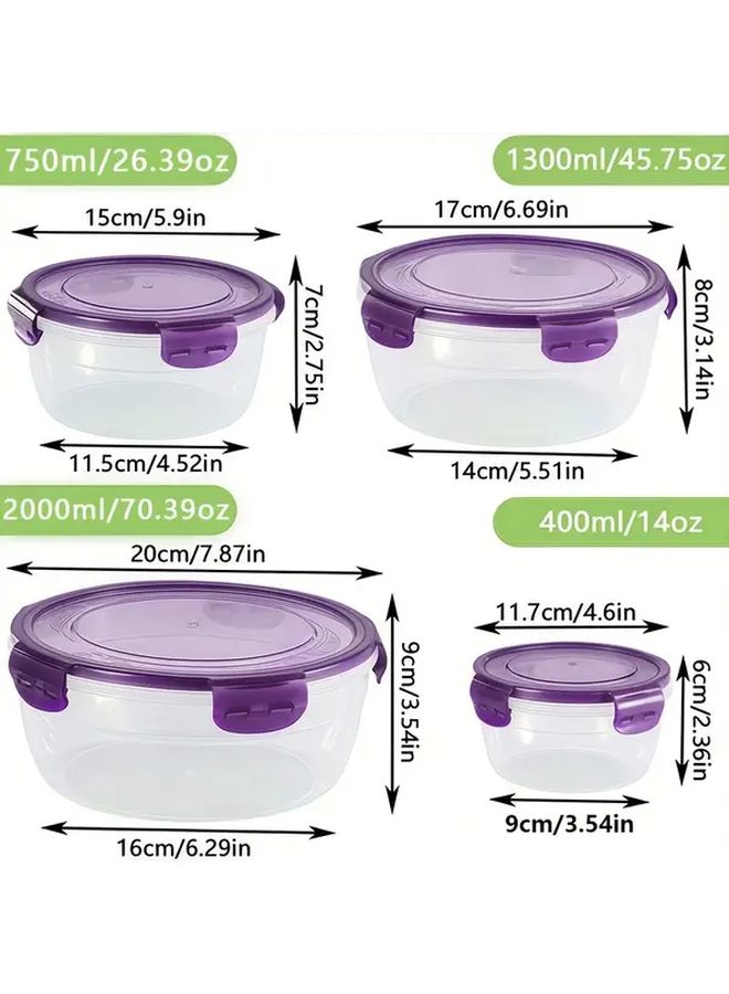 8pcs Purple Food Storage Containers With Lids For Meal Prep Kitchen Organizer Microwave Safe - Image 2