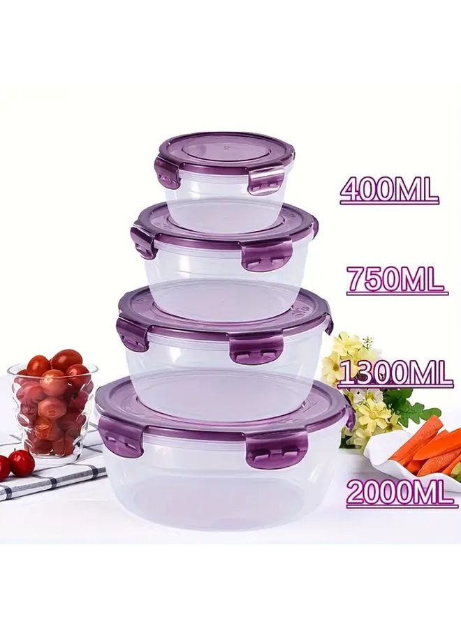 8pcs Purple Food Storage Containers With Lids For Meal Prep Kitchen Organizer Microwave Safe - Image 1