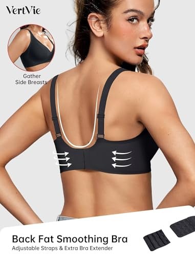 Vertvie Jelly Wireless Bras for Women Push Up Plunge Seamless T-Shirt Bras No Underwire Supportive Full Coverage Bralettes(Black,Medium) - Image 3
